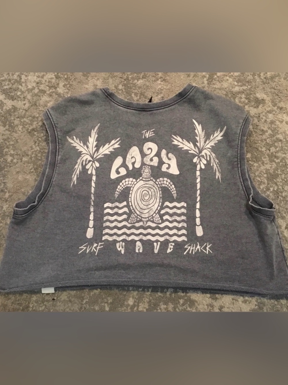 ~ Lazy Wave Surf Shack Cropped Sleeveless
Sweatshirt, grey, large~